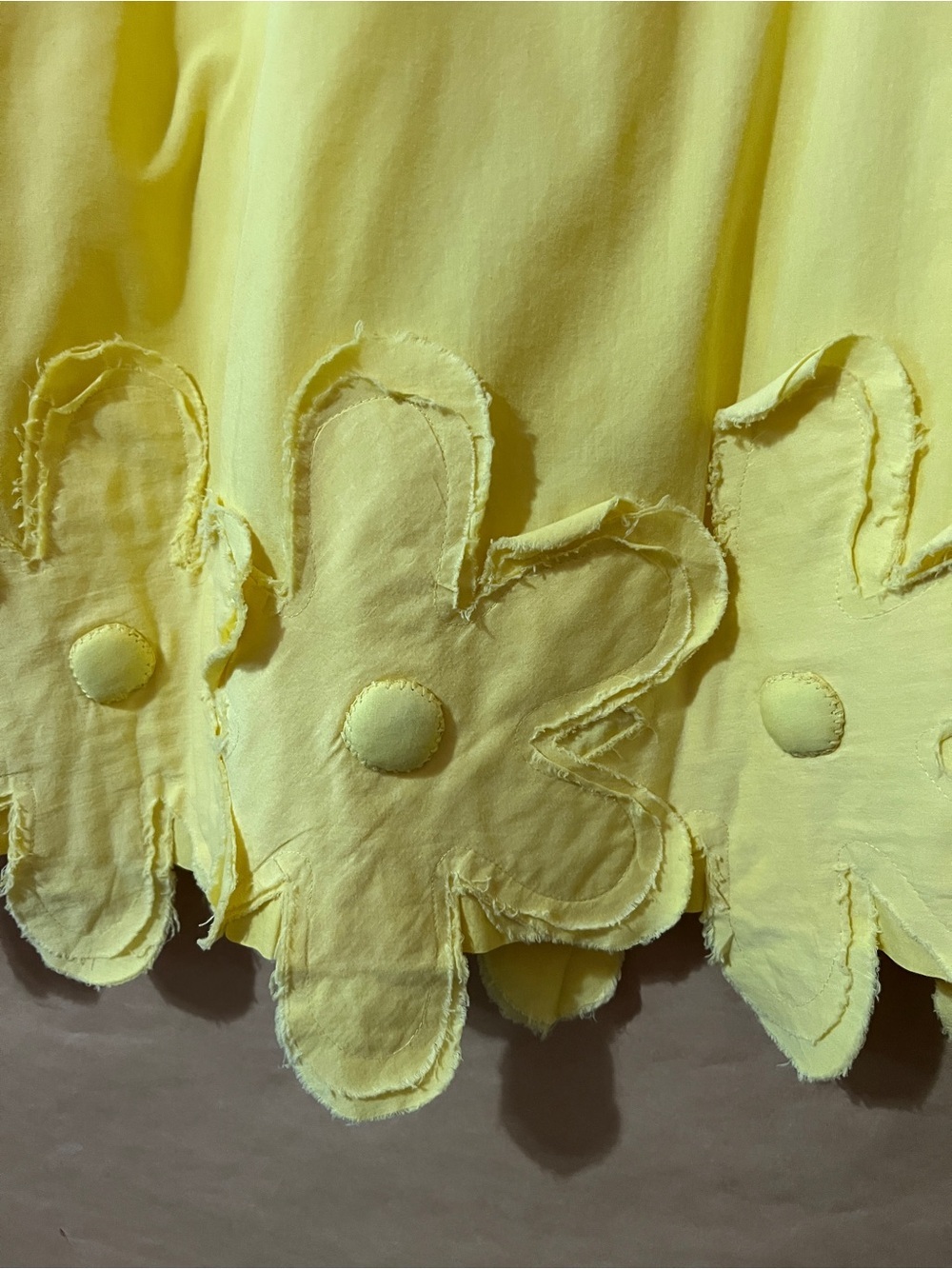 Frances Valentine | Zennia Flower Dress Floral Applique Hem Mini Yellow Size XL - Picture 12 of 15